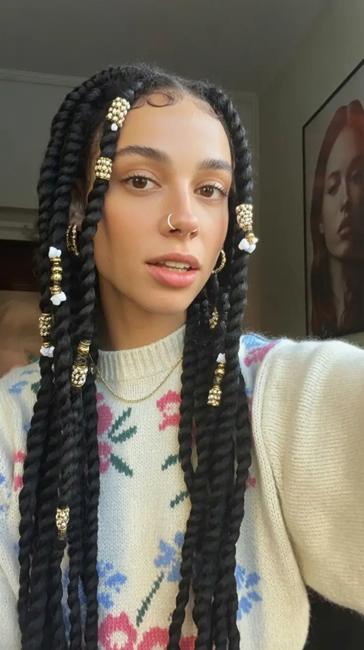 Top Burgundy Hair Color Looks for Autumn 2025 Gold-Accented Rope Twists with Autumn Energy