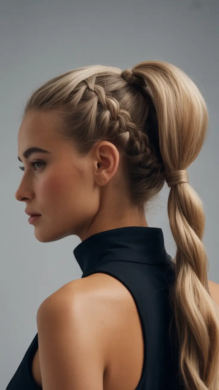 Top Burgundy Hair Color Looks for Autumn 2025 Sporty Chic Braided Pony with a Pop of Volume