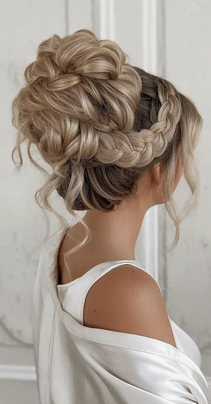 Top Burgundy Hair Color Looks for Autumn 2025 Woven Crown Bun for Cozy Fall Evenings