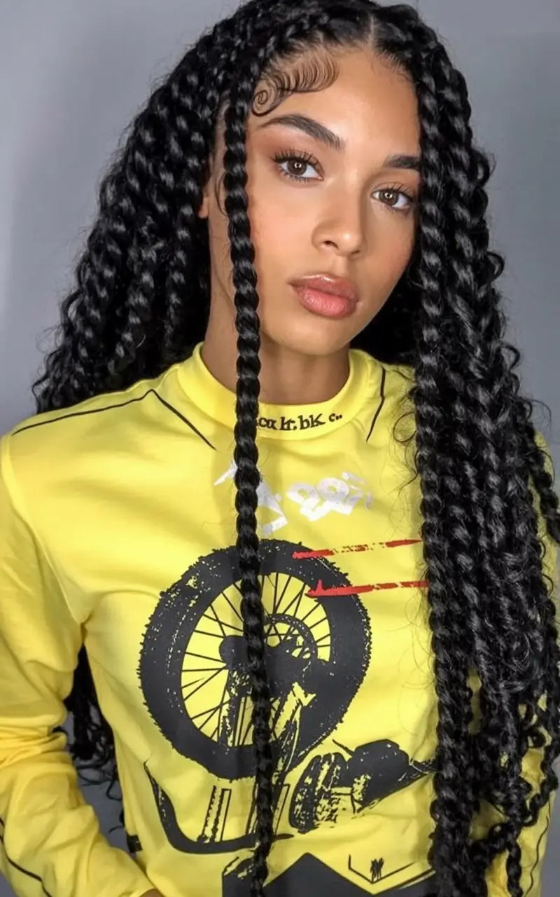 Top Burgundy Hair Color Looks for Autumn 2025 Glossy Jumbo Twists with Defined Baby Hairs
