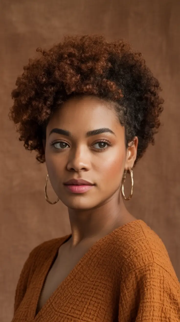Fall 2025 Hair Colors ideas for Deep Skin Coily Cinnamon Brown Taper Cut