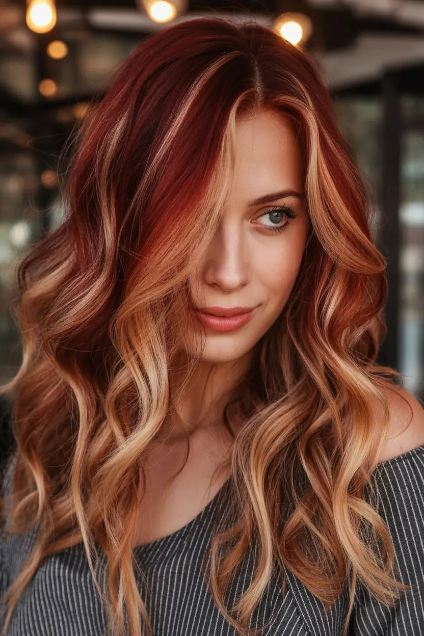 Fall 2025 Hair Colors Ideas for Warm Skin Copper Flame Balayage
