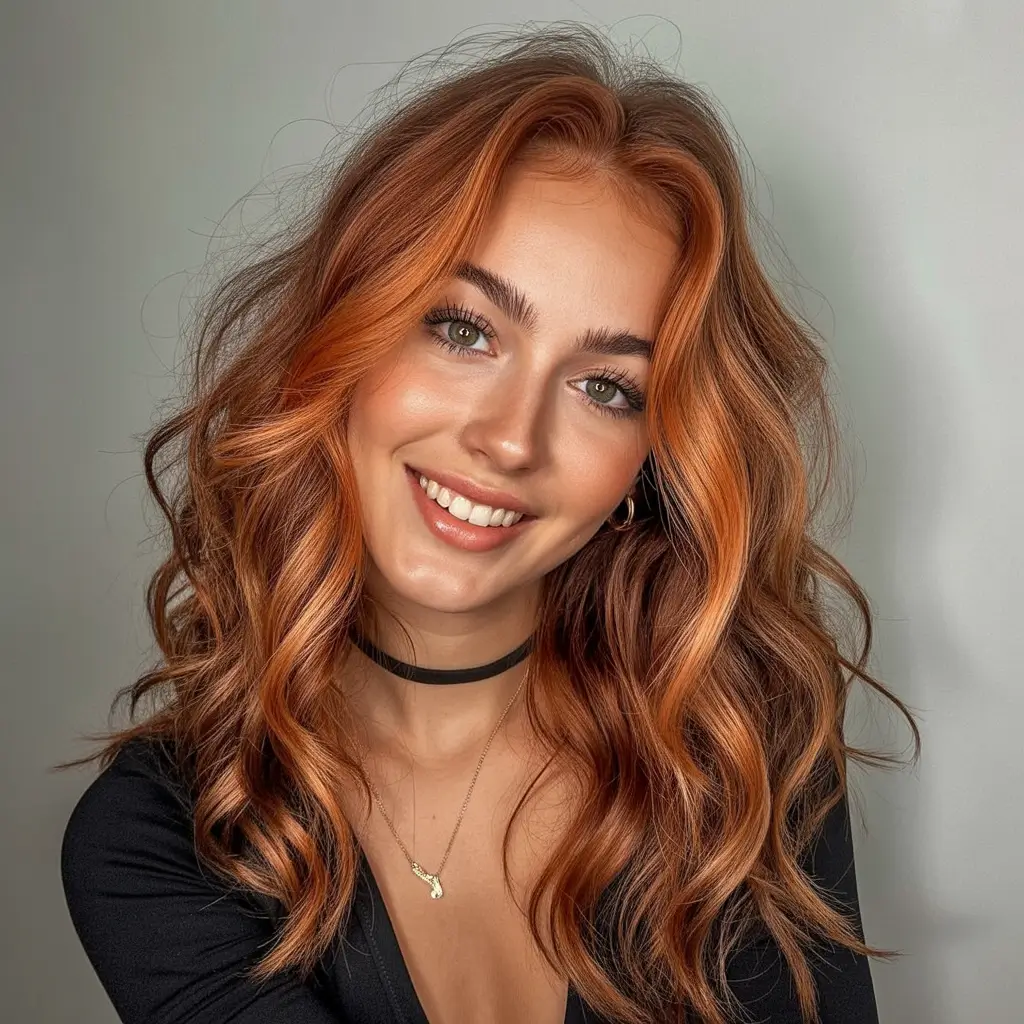 Fall 2025 Hair Colors Ideas for Warm Skin Glowing Copper Curls with Dimensional Shine