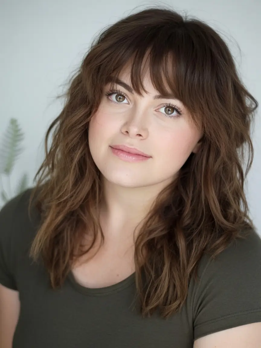 Best Fall Haircuts for Round Faces in 2025 Long Choppy Layers With Textured Fringe