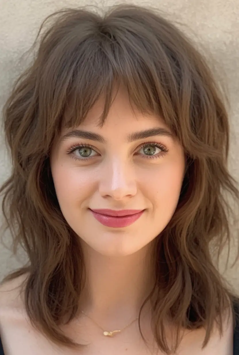 Best Fall Haircuts for Round Faces in 2025 Shag-Inspired Layers with Wispy Bangs