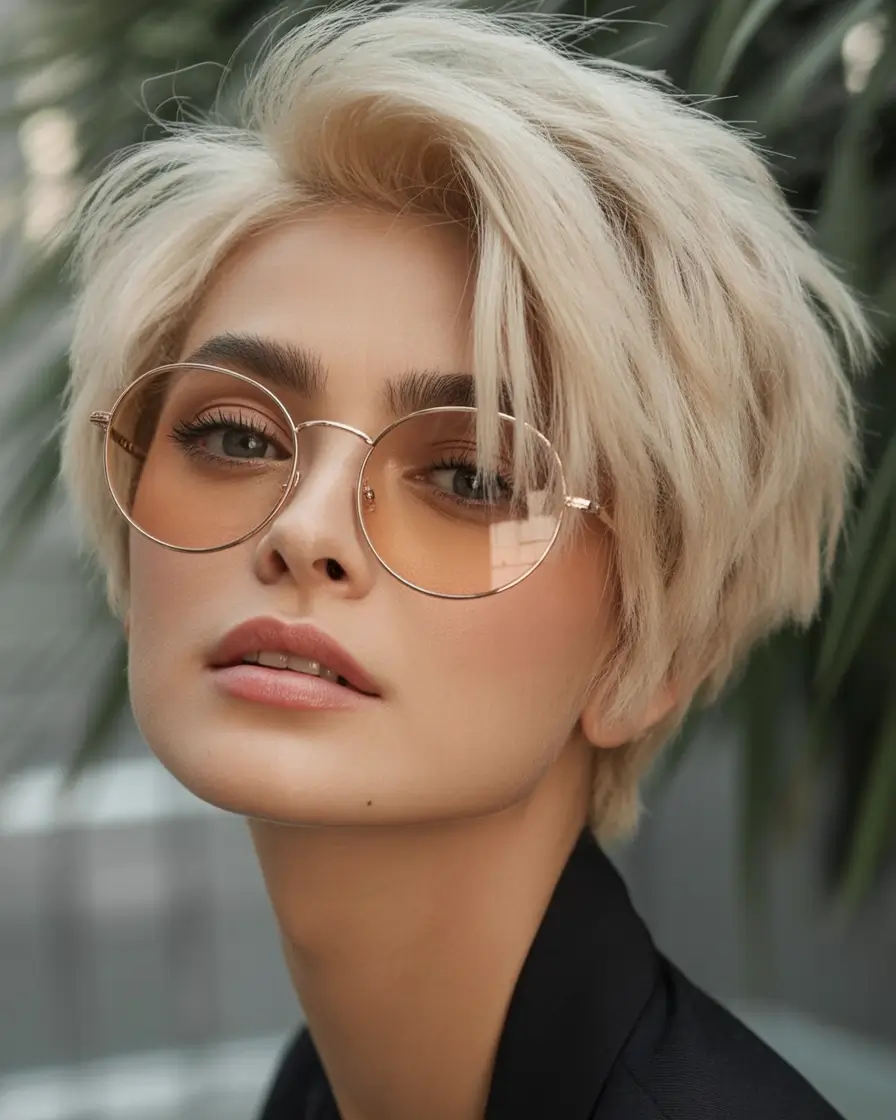 Fall 2025 hairstyle for Short Cuts Layered Platinum Volume