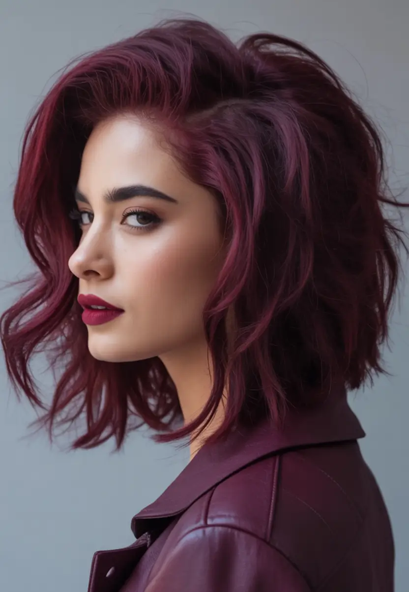Fall 2025 hairstyle for Short Cuts Glam Volume Meets Berry Bold