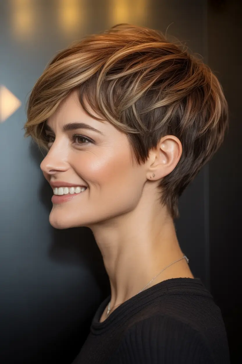Fall 2025 hairstyle for Short Cuts Golden Mocha Side Sweep