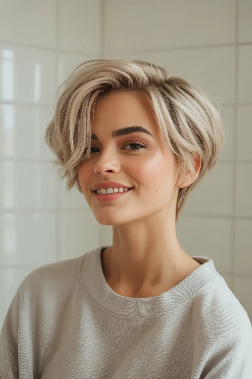 Fall 2025 hairstyle for Short Cuts Voluminous Blonde Bob with Tapered Layers