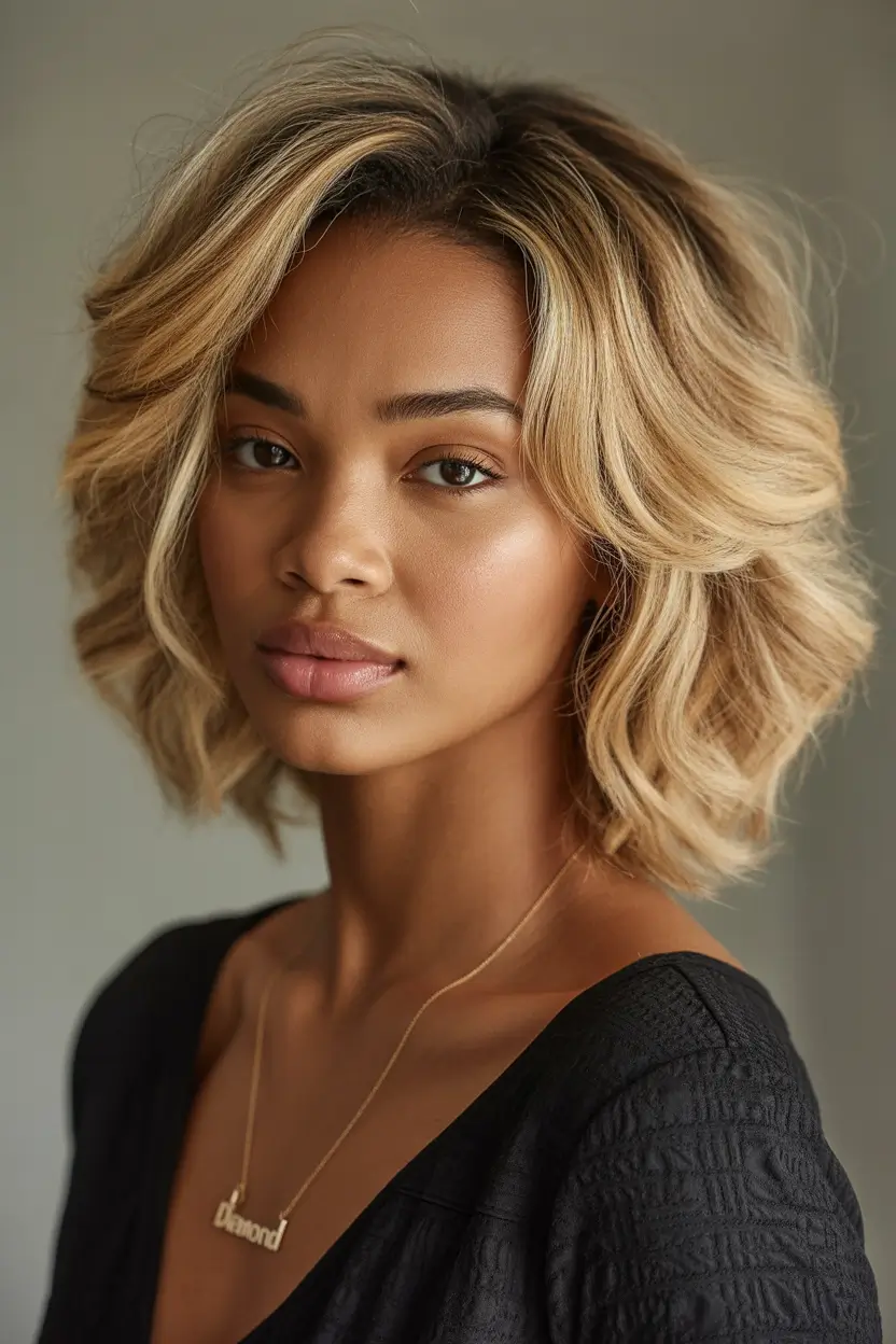 Fall 2025 Hairstyles for Black Women Buttery Blonde Layers with Retro Volume