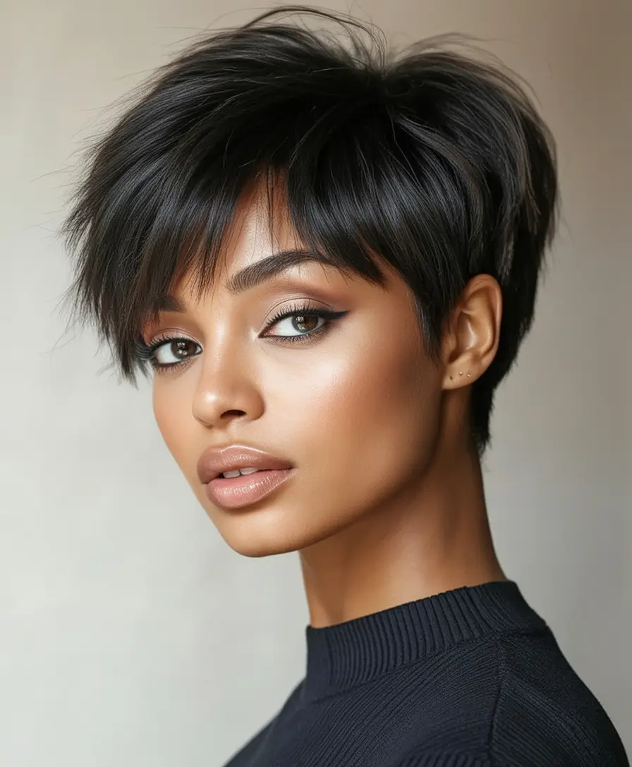 Fall 2025 Hairstyles for Black Women Feathery Cropped Pixie