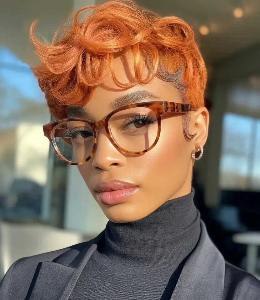 Fall 2025 Hairstyles for Black Women Copper Swirl Pixie