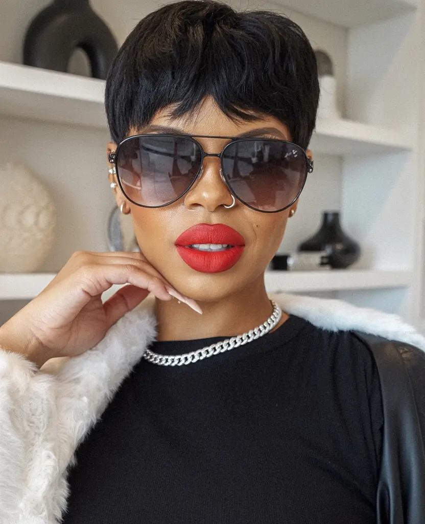 Fall 2025 Hairstyles for Black Women Edgy French-Inspired Taper with Glossy Finish