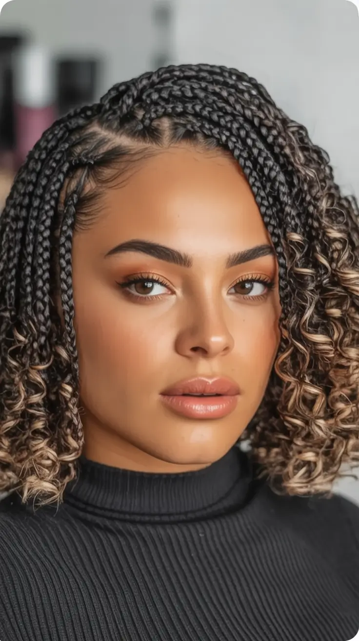 Fall 2025 Hairstyles for Black Women Textured Bob with Blonde-Tipped Braids