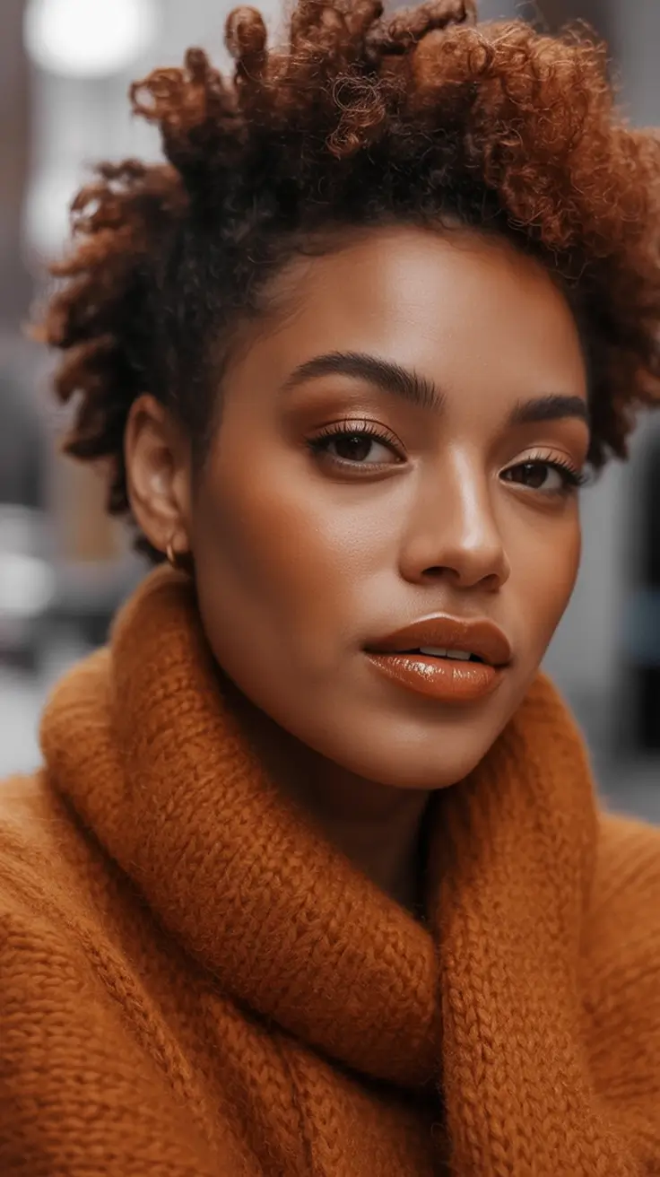 Fall 2025 Hairstyles for Black Women Honey-Toned Afro Curls with Autumn Warmth