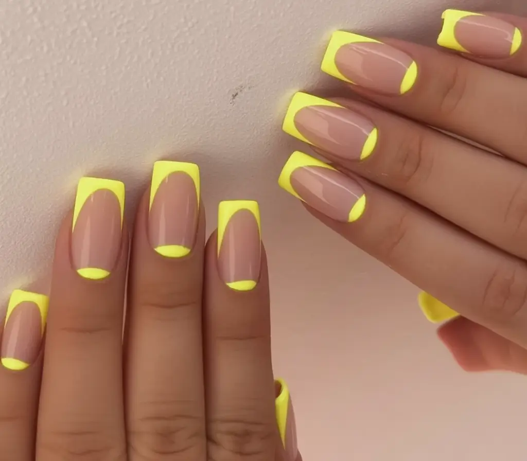 Fall 2025 Season Nail Inspiration Neon Yellow Meets Acrylic Square