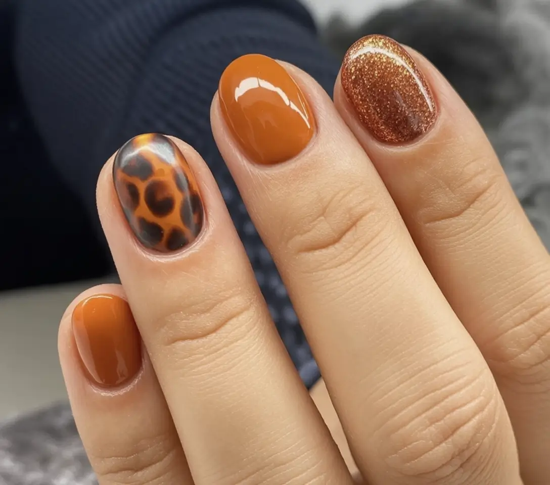 Fall 2025 Season Nail Inspiration Rust & Leopard Luxe