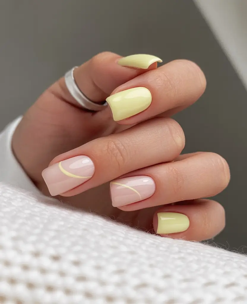 Fall 2025 Season Nail Inspiration Soft Lemon on Square Cut Simplicity