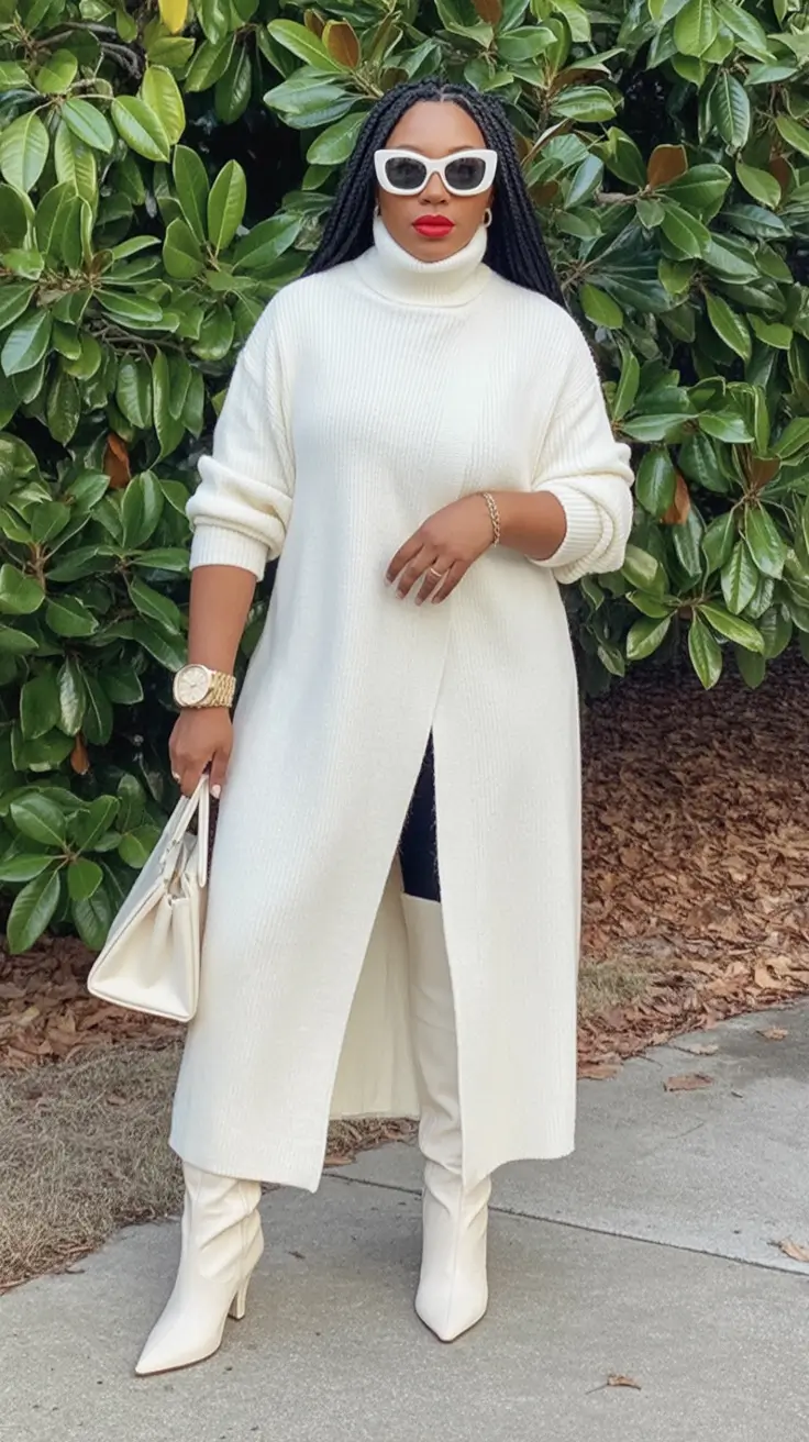 Fall 2025 Style outfits Ideas for Midsize Women Winter White Glam Layering