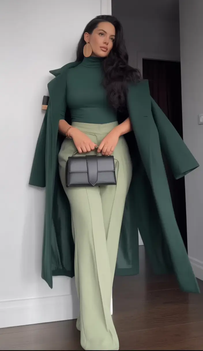 Fall 2025 Style outfits Ideas for Midsize Women Dark Greens for Dramatic Cool Weather Confidence