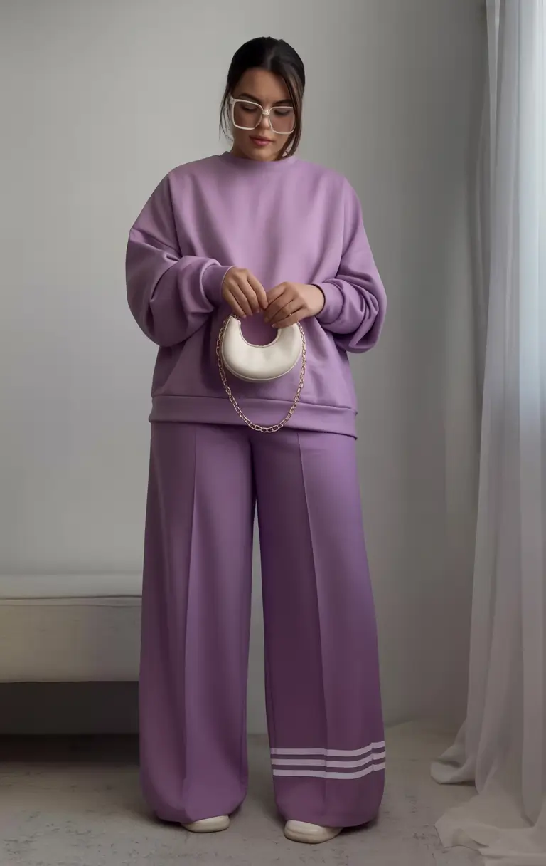 Fall 2025 Style outfits Ideas for Midsize Women lavender luxe athflow set