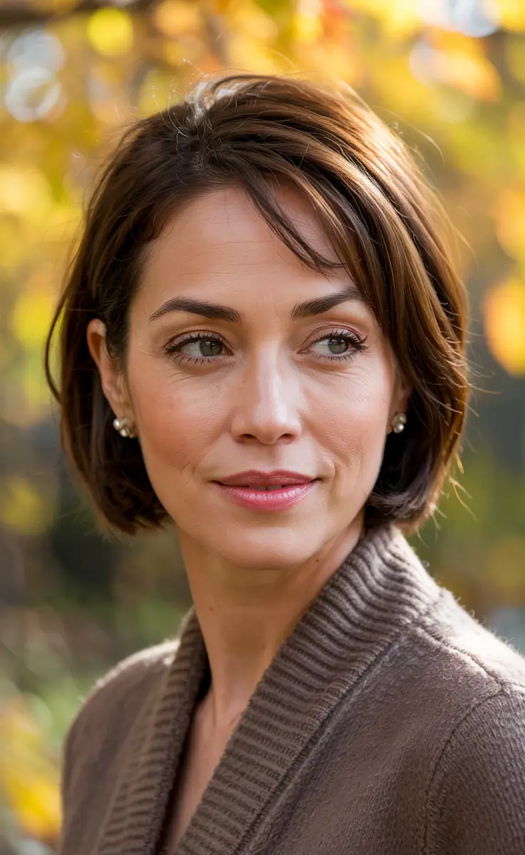 2025 Hair Trends: Fall Cuts That Suit Oval Faces Polished Chin-Length Bob with Side Part