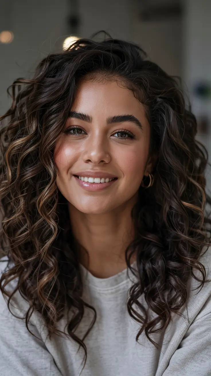 2025 Hair Trends: Fall Cuts That Suit Oval Faces Defined Chocolate Curls with Volume