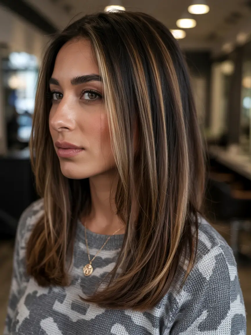 2025 Hair Trends: Fall Cuts That Suit Oval Faces Golden Brunette Money Piece with Layered Ends