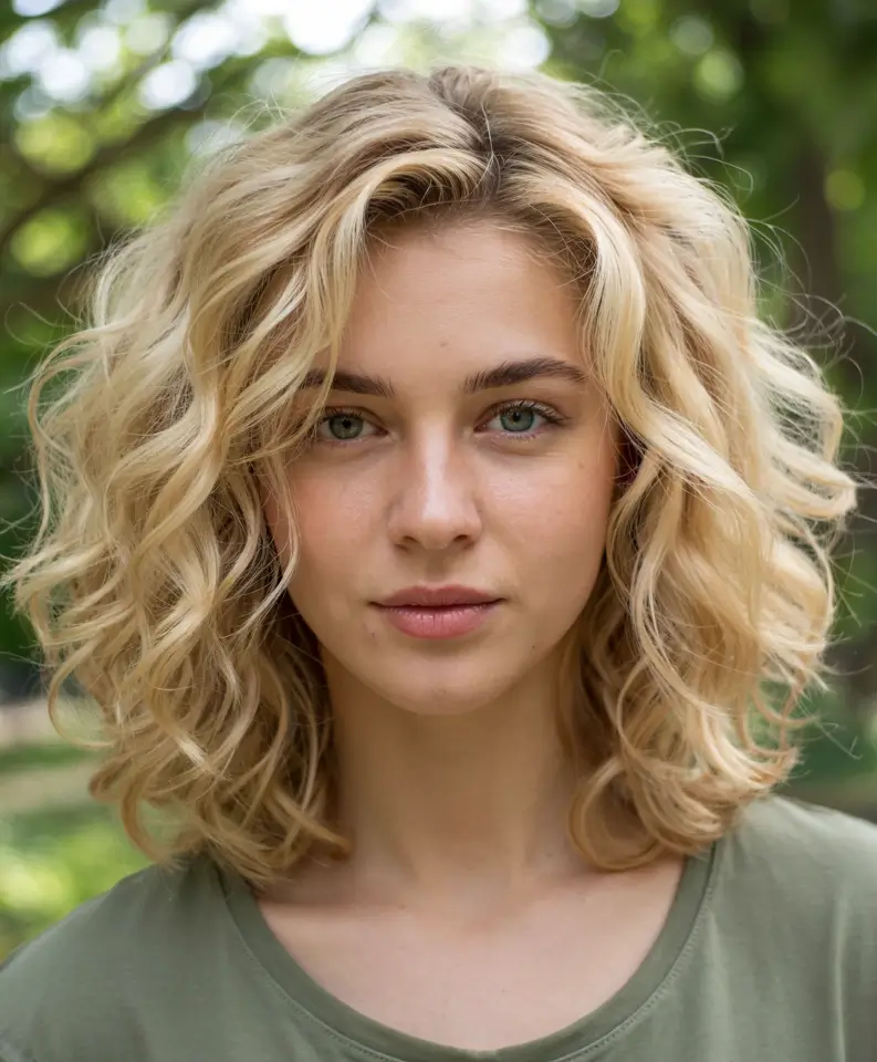 2025 Hair Trends: Fall Cuts That Suit Oval Faces Wavy Mid-Length Blonde with Loose Curls