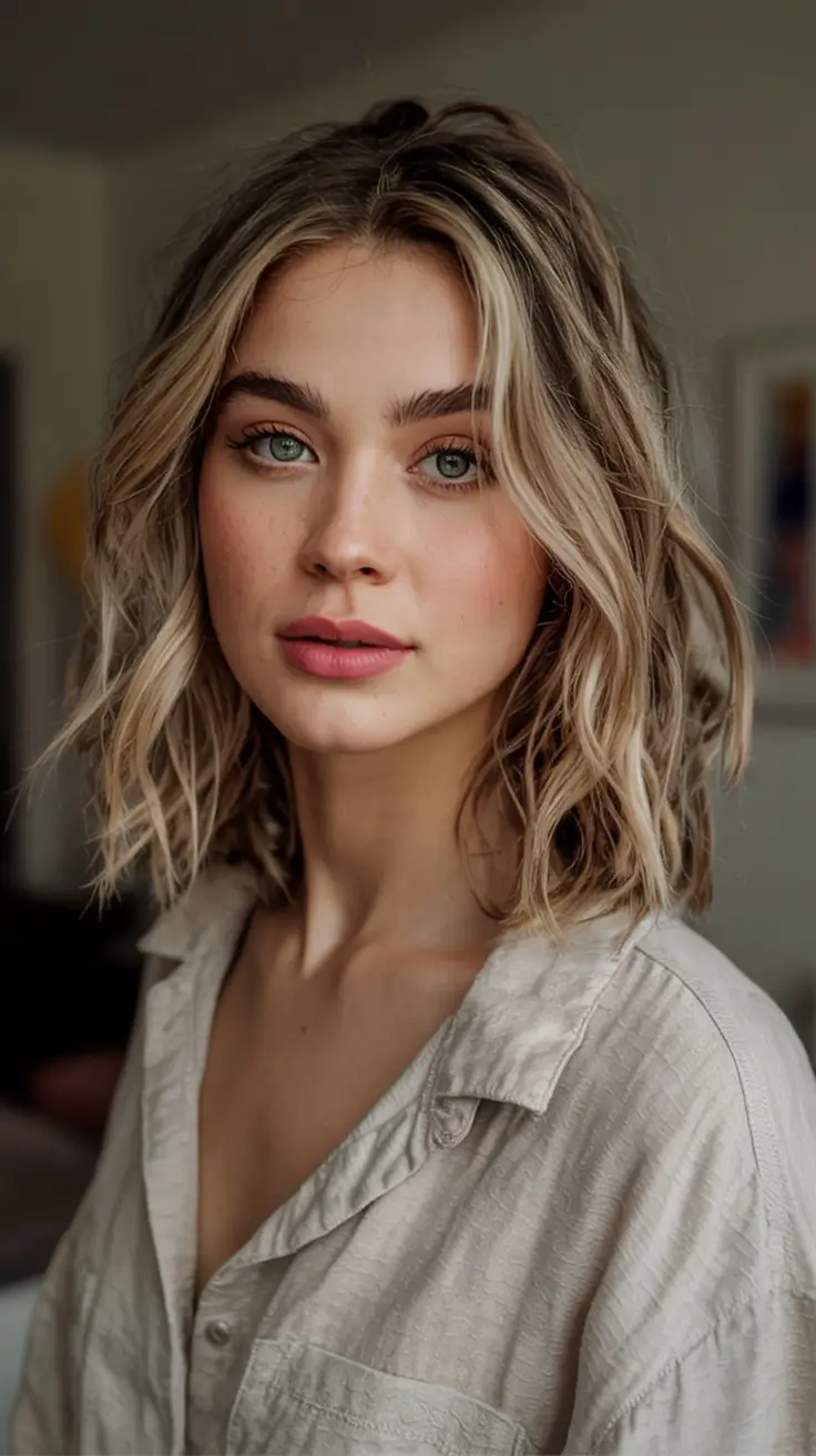 2025 Hair Trends: Fall Cuts That Suit Oval Faces Soft Tousled Waves With Natural Depth