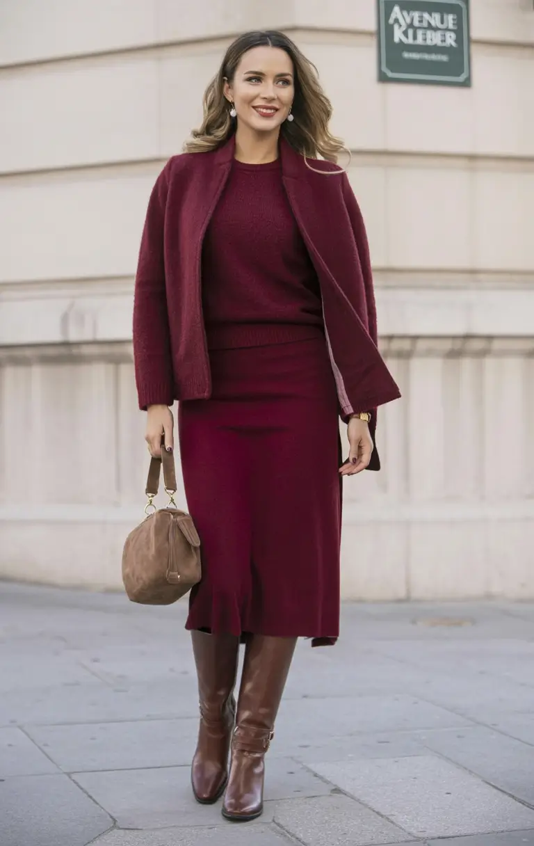 Fall fashion guide 2025: Must-have outfits styles Wine-Toned Polished Knitwear
