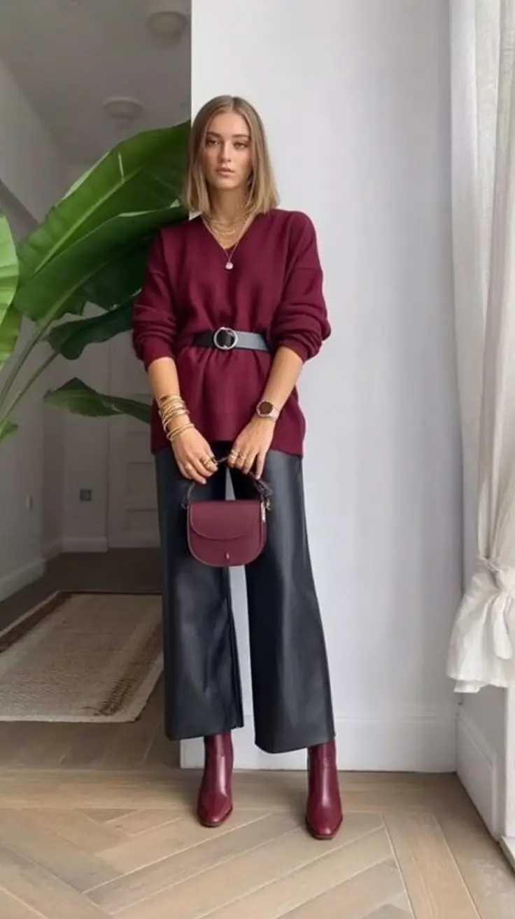 Fall Fashion Refresh – New outfits Ideas for 2025 Berry Bold Color Blocking with Attitude