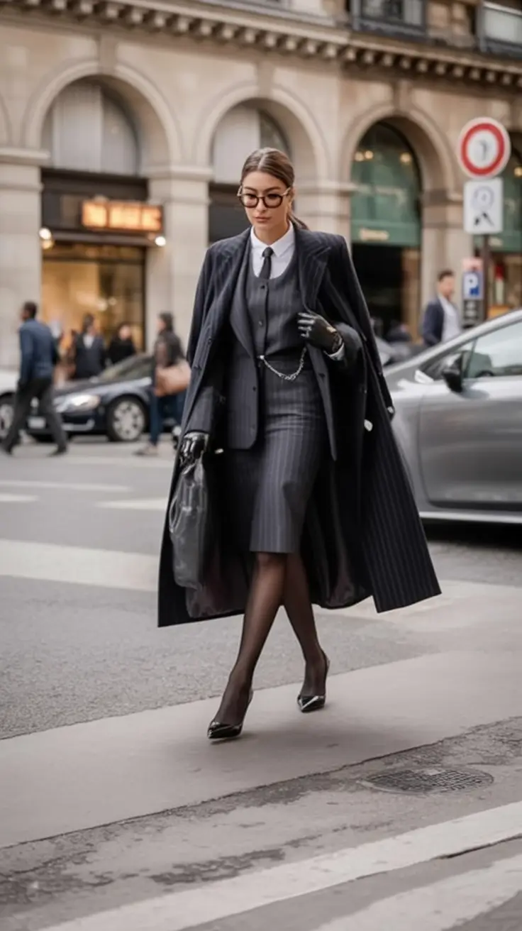 Fall Fashion Refresh – New outfits Ideas for 2025 Pinstripe Power Classy Business Casual with Edge