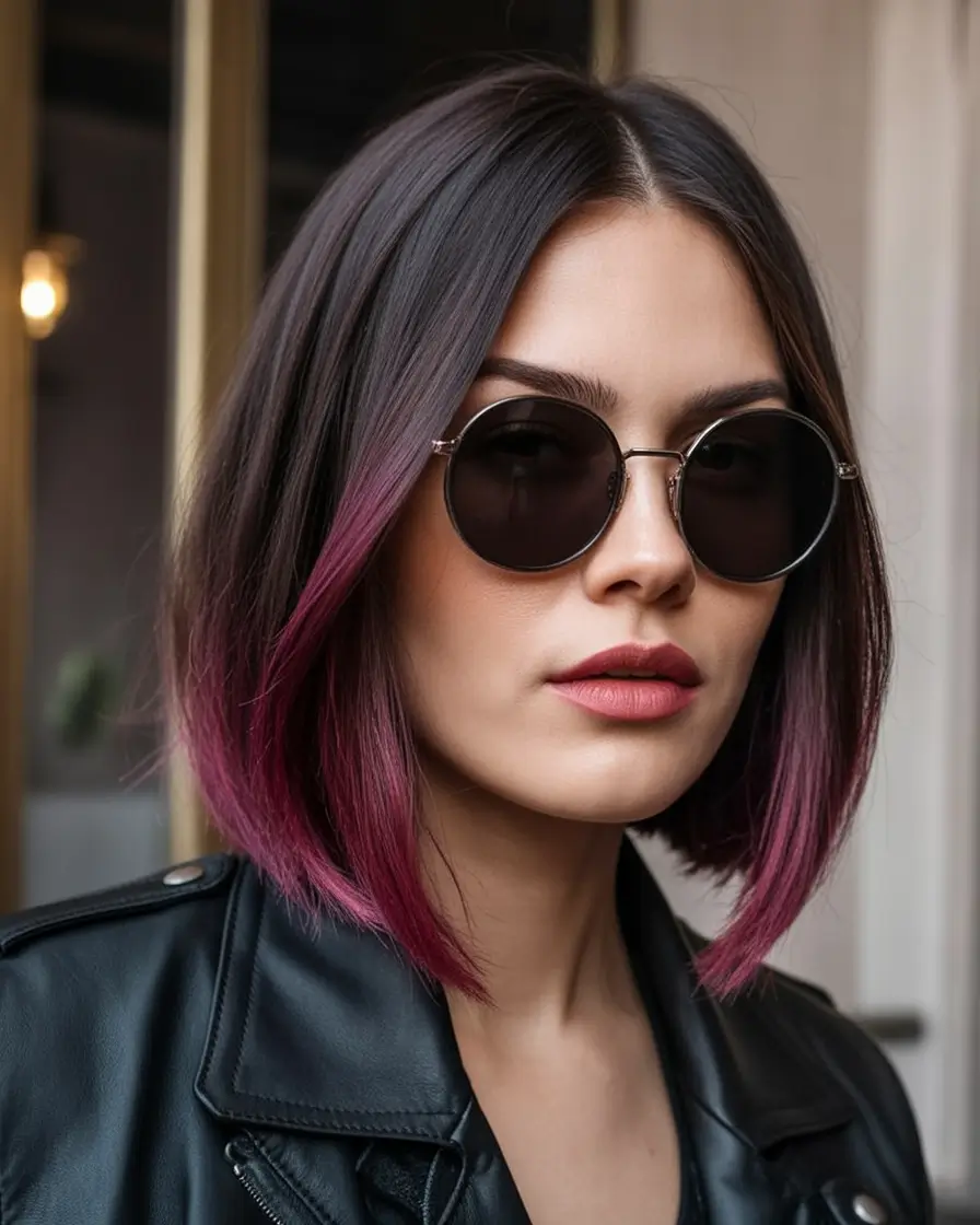 Fall Haircut Ideas for September 2025 Chic Purple-Dipped Straight Bob