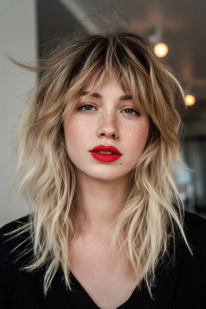 Fall Haircut Ideas for September 2025 Grown-Out Shag With Razored Fringe