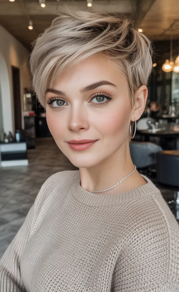 Fall Haircut Ideas for September 2025 Textured Pixie with Ash Blonde Layers