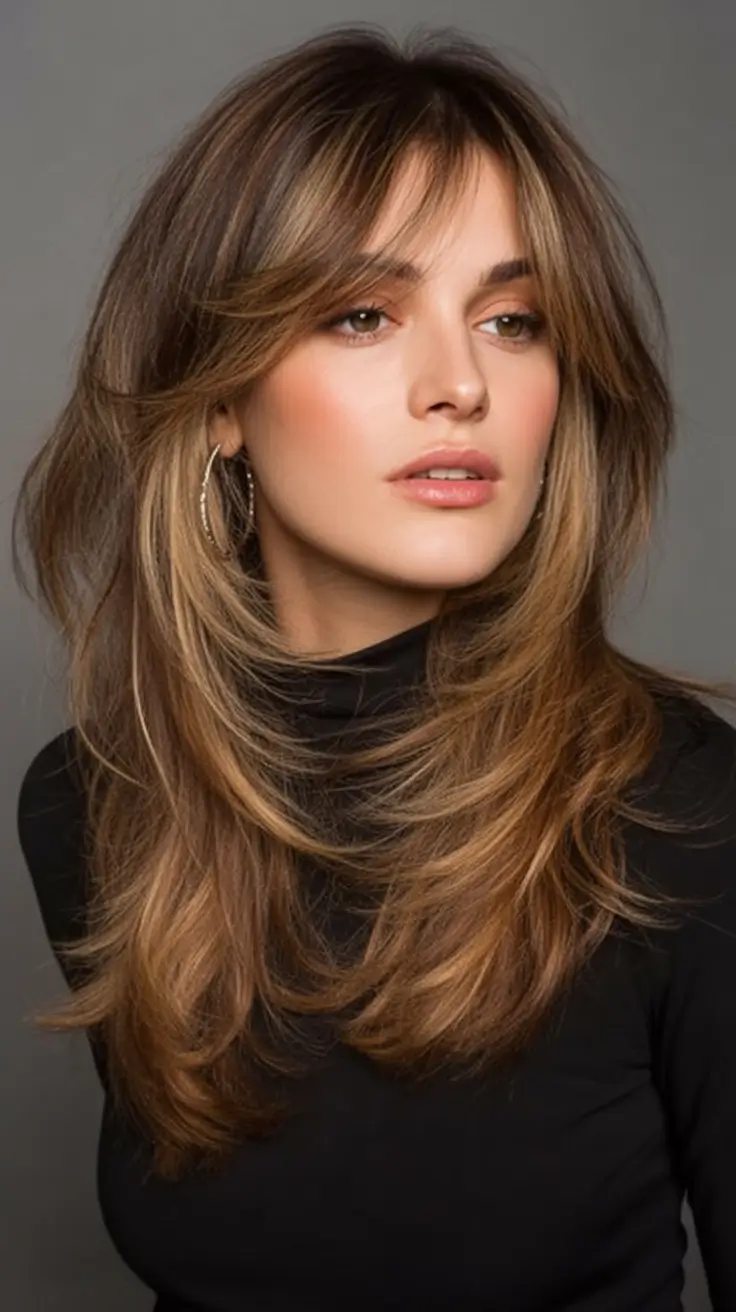 Fall Haircut Ideas for September 2025 Long Layers with Subtle Curtain Bangs