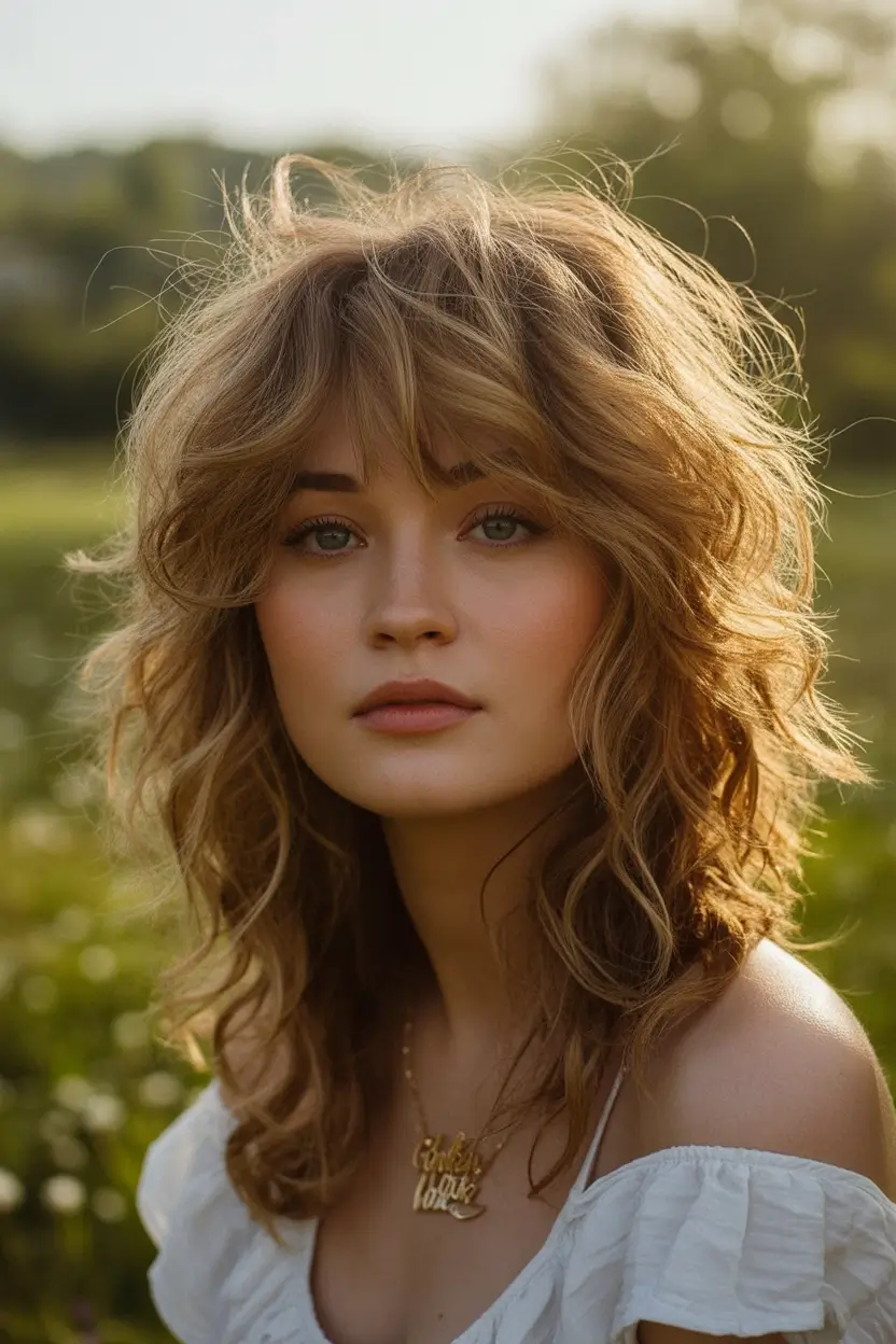 Fall Haircut Ideas for September 2025 Golden Shag with Airy Texture