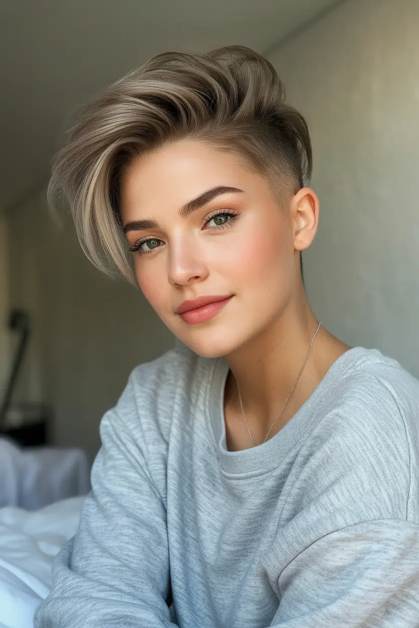 Fall Haircut Ideas for September 2025 Modern Undercut with Swept Blonde Volume