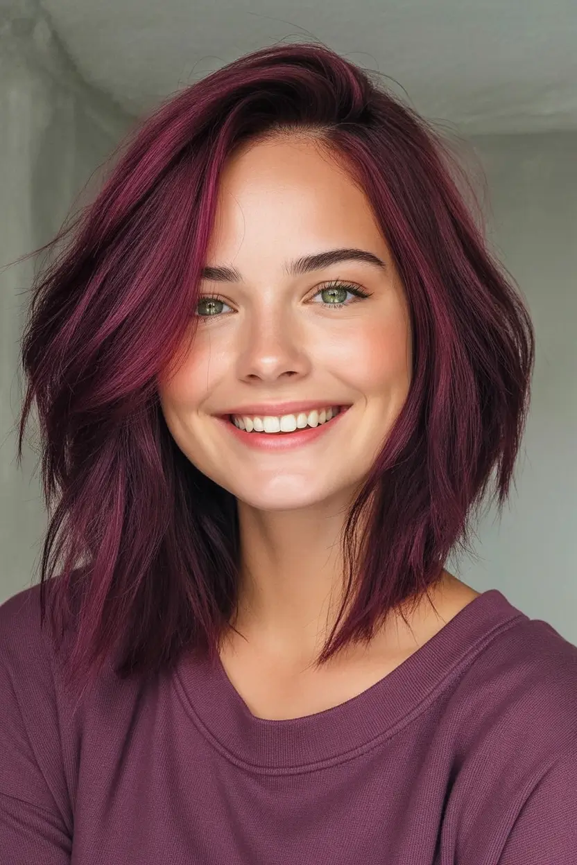 Fall Haircut Ideas for September 2025 Dimensional Plum Shag