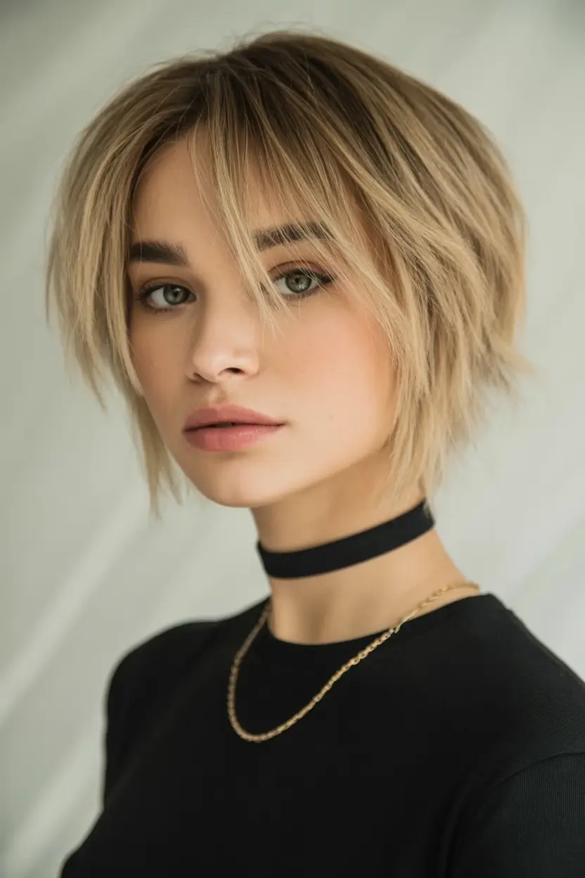Fall hairstyle for women 2025 Shaggy Pixie with Feathered Fringe