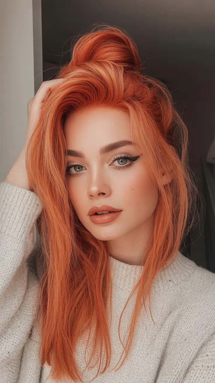 Fall hairstyle for women 2025 Orange Cider Half-Knot