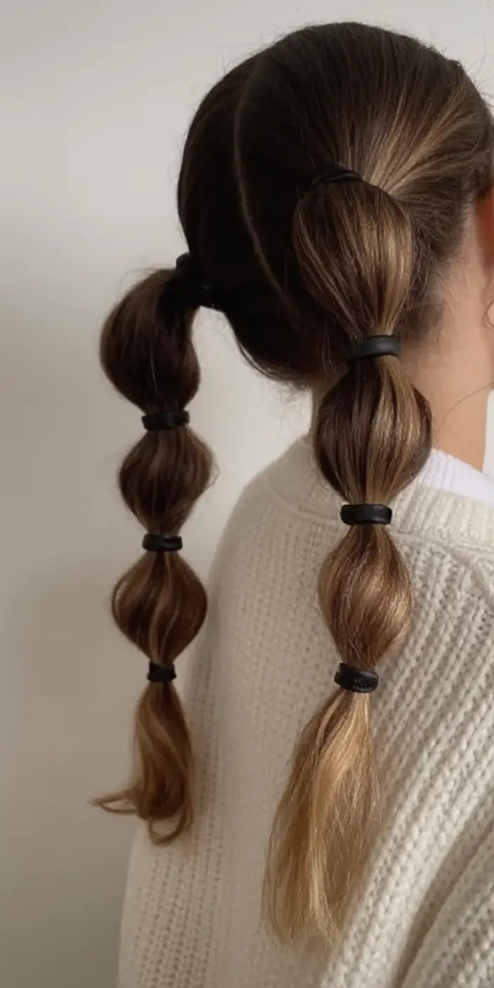 Fall hairstyle for women 2025 Double Bubble Ponytails