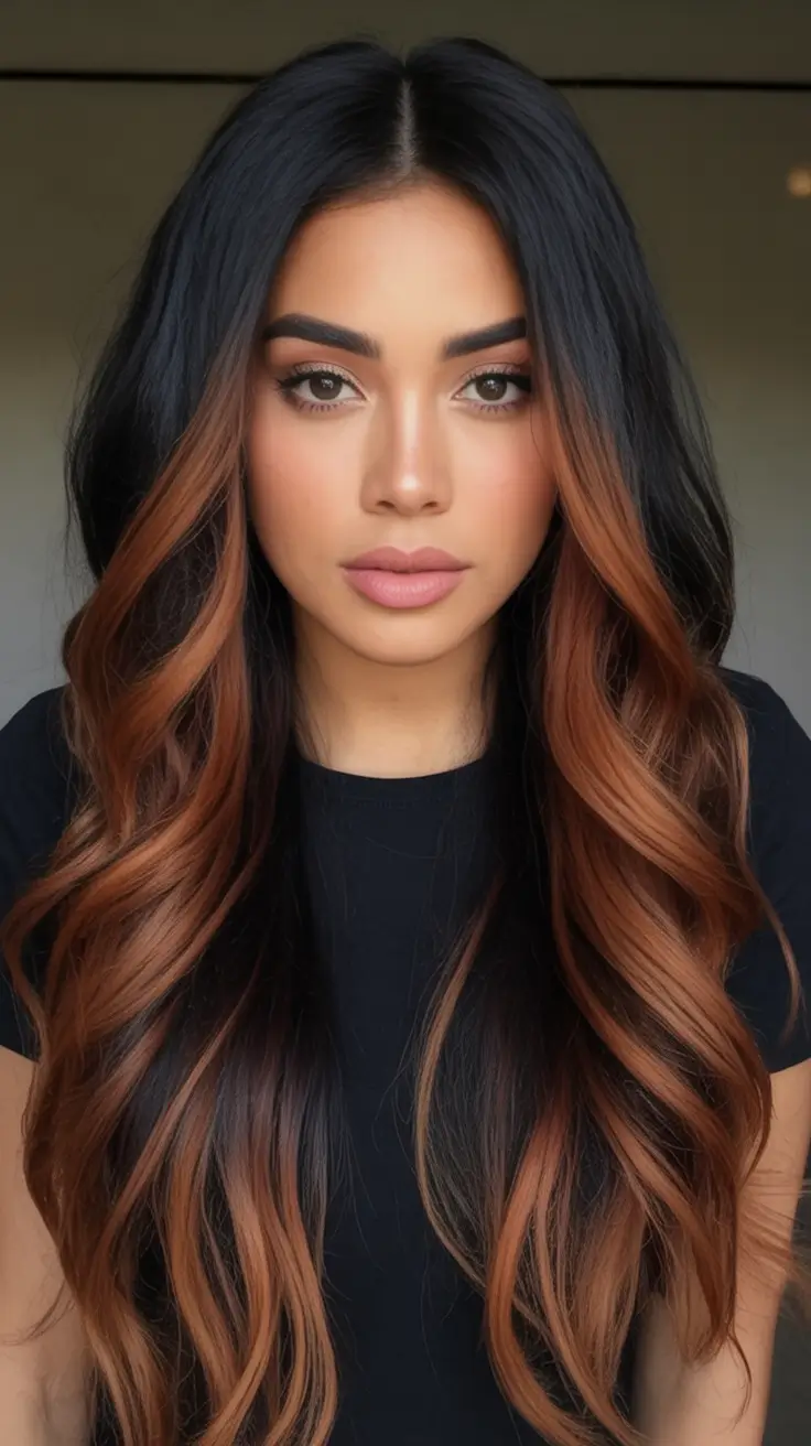 Fall hairstyle for women 2025 Glossy Chocolate Ombre Waves