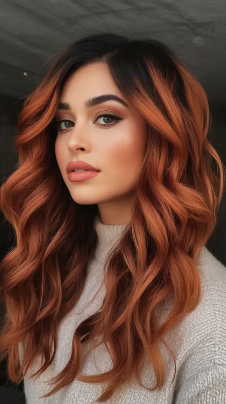 Fall hairstyle for women 2025 Burnt Cinnamon Blowout
