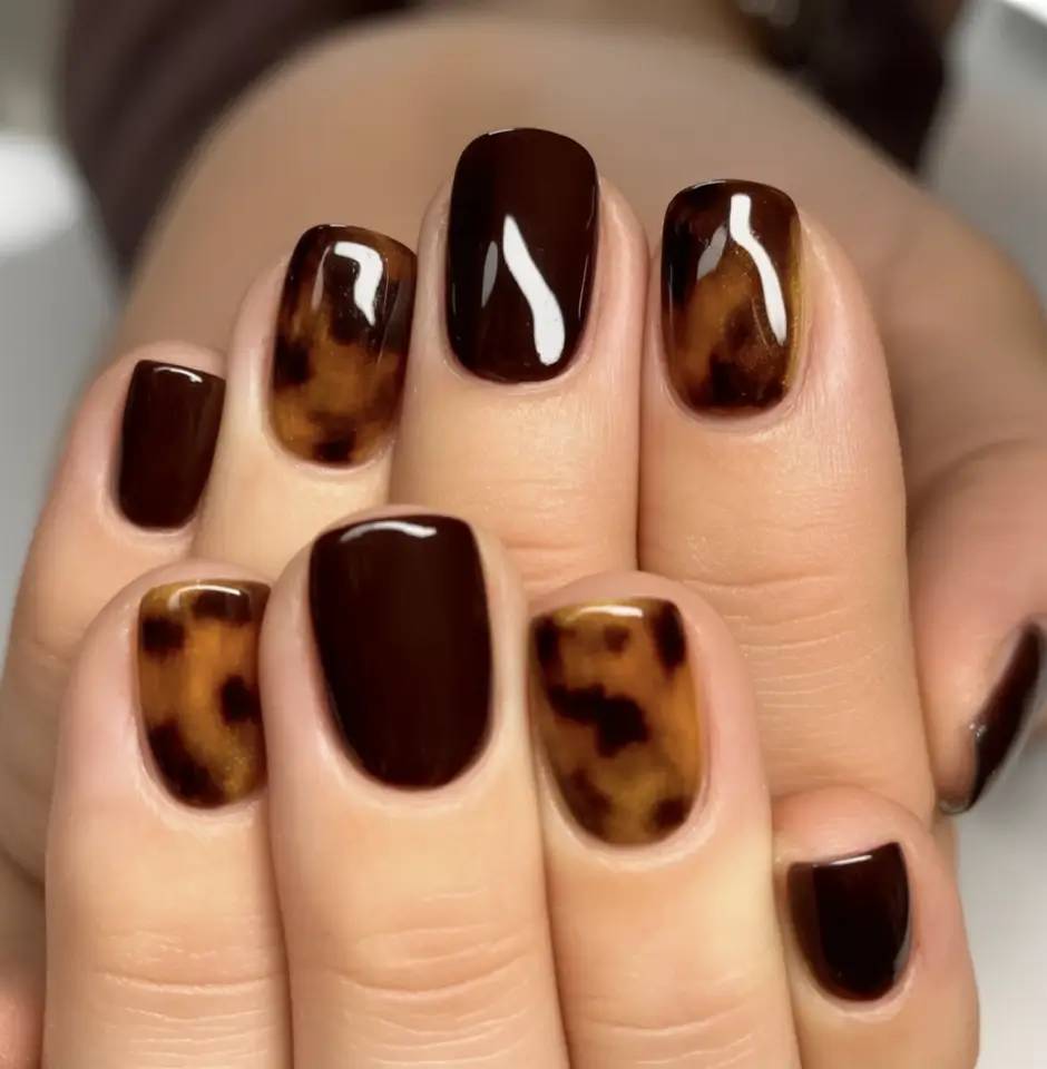 Fall Nail Art Ideas for September 2025 Deep Chocolate Meets Tortoiseshell Luxe