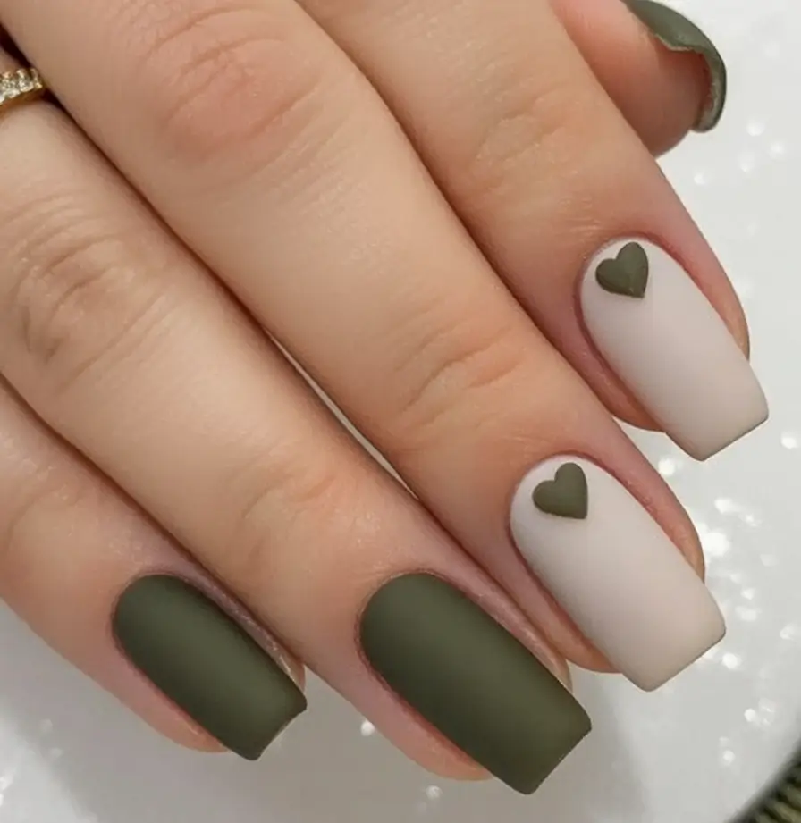 Fall Nail Art Ideas for September 2025 Olive Hearts in a Matte Dream