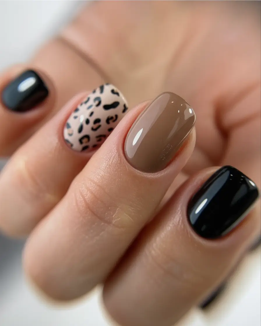 fall nail art ideas for september 2025 Modern Leopard With Fall Neutrals