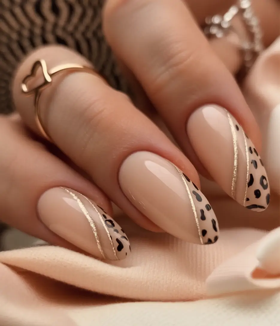 fall nails art ideas 2025 Neutral Leopard Luxe