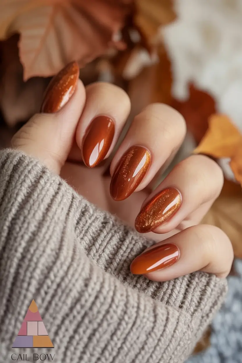 fall nails art ideas 2025 Toasted Caramel Perfection